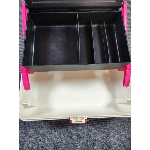 Vintage 90s Caboodles Make-Up Organizer Case 3 Tier Black White Pink Retro - Picture 4 of 13